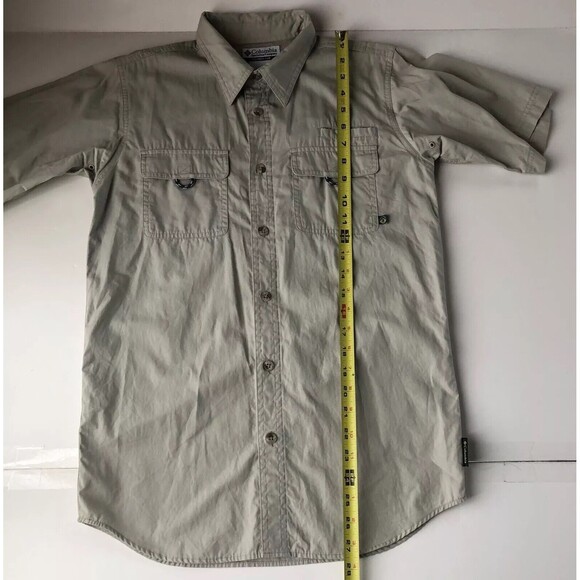 Columbia PFG Shirt Youth XL Khaki Vented Outdoor Cotton Short Sleeve - Picture 6 of 16